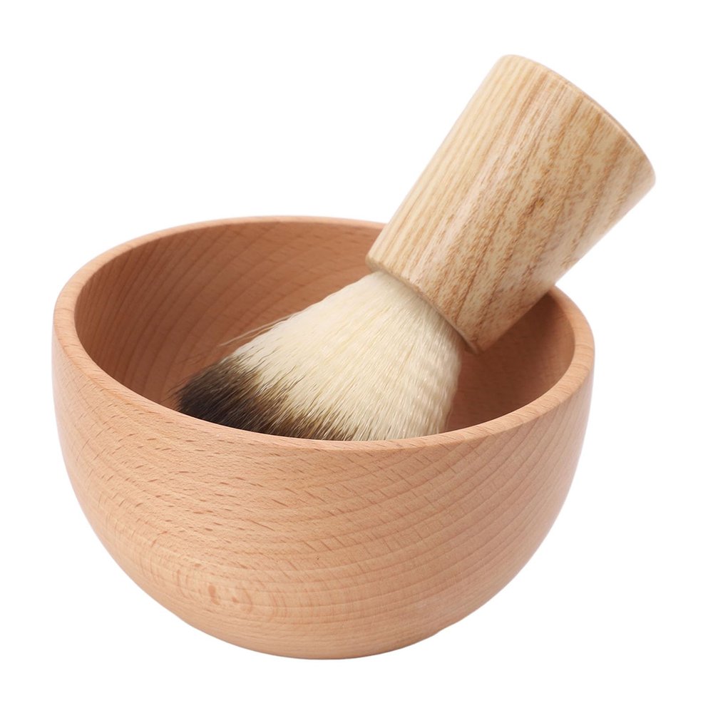 Shaving Brush Set, Effective Lather Generation, Lightweight and Portable, Wood Handle Men Shaving Brush Set, with Stainless Steel Bowl for Salon, Home, and Travel Use