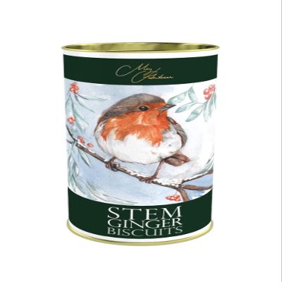 Meg Hawkins - The Robin, Stem Ginger Biscuits, Richly Spiced, Perfect with Tea, 160 g Drum