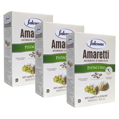 Falcone Soft Amaretti Pistacchio 170g - Pack of 3 with Italia Solutions UK Kitchen Conversion Card