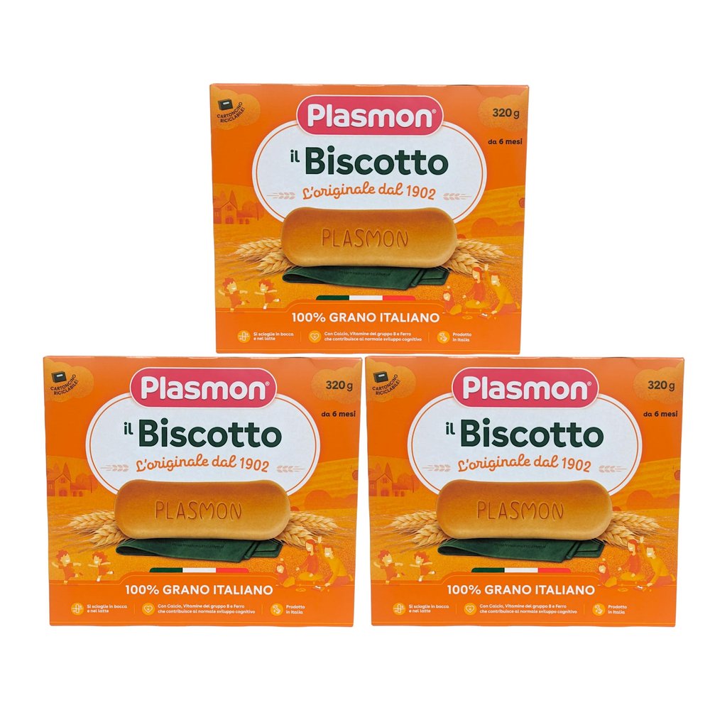 Plasmon Biscotto dei Bambini 320g - Pack of 3 with Italia Solutions UK Kitchen Conversion Card