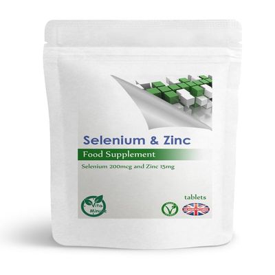 Selenium 200mcg and Zinc 15mg Tablets, Thyroid, Hair, Blood, Immune System Support (Pack of 90)