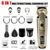 Hatteker Beard Trimmer Mustache Trimmer for Men 8 in 1 Adjustable Speed Waterproof Hair Clipper T-Blade Trimmer Electic Razor Shavers Cordless Mens Gift Grooming Kit with Face Nose Body (Bronze) view 2
