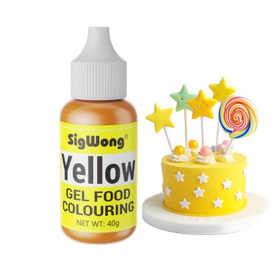 Gel Food Colouring Set, 40g Food Colouring Gel Paste for Baking, Vibrant Neon Food Coloring Dye for Slime, Icing, Cake, Odorless Food Colour for Drinks, Easter Egg, Fondant, Cookie-Yellow