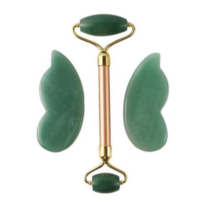 1Set Facial Massage Roller Guasha Board Double Heads Jade Stone Face Lift Body Skin Jade Roller