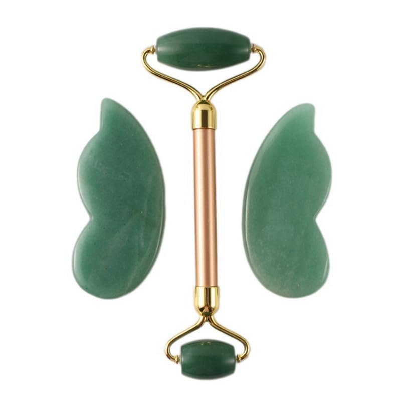 1Set Facial Massage Roller Guasha Board Double Heads Jade Stone Face Lift Body Skin Jade Roller