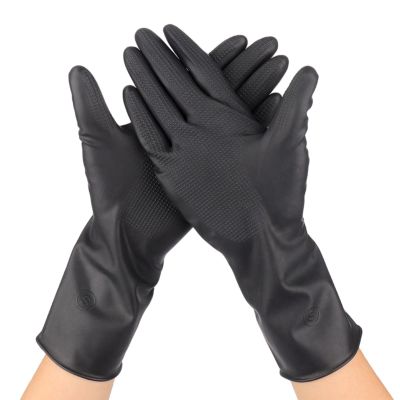 Hair Dye Gloves, 1 Pair Reusable Rubber Gloves, Black Latex Gloves, Hair Dyeing Gloves, Accessories for Salon Baber