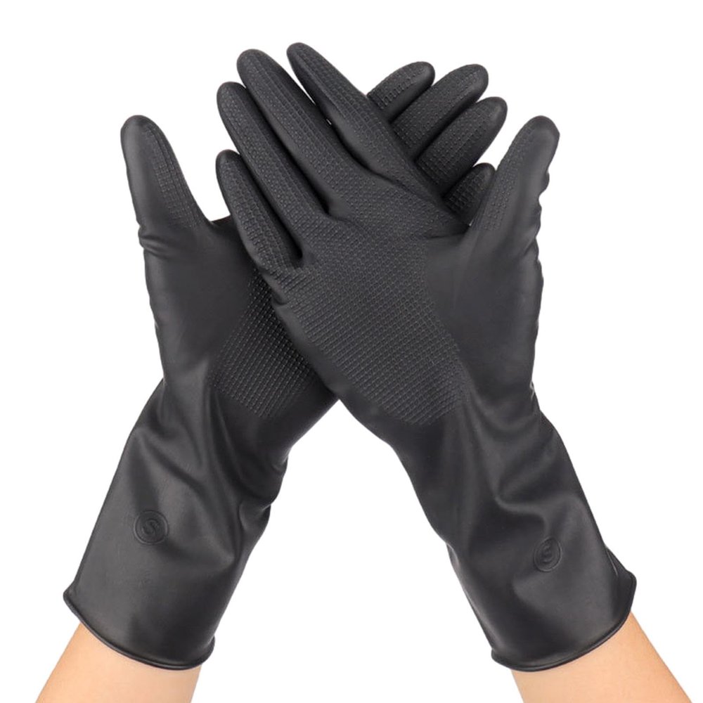 Hair Dye Gloves, 1 Pair Reusable Rubber Gloves, Black Latex Gloves, Hair Dyeing Gloves, Accessories for Salon Baber