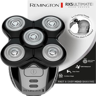 Remington Electric Head Shaver for Bald Men (5 Cutting Heads, Skin Close Results, 0.2mm), (Waterproof, Detail Trimmer, 50-Minute Runtime, Easy Clean Hair Pocket, Travel Pouch) Electric Razor - XR1501