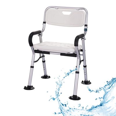 Foldable Shower Chair,Folding Bath Chair with Arms & Back,Portable Shower Stool Seat Height Adjustable,Non-Slip Feet Bath Seat Chair Suitable for Seniors Elderly Handicap Disabled,120kg (A)
