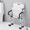 Foldable Shower Chair,Folding Bath Chair with Arms & Back,Portable Shower Stool Seat Height Adjustable,Non-Slip Feet Bath Seat Chair Suitable for Seniors Elderly Handicap Disabled,120kg (A) view 2