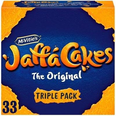 McVitie's The Original Jaffa Cakes Triple pack 33 Cakes, Light Sponge Cakes with Dark Crackly Chocolate coated and a Tangy Orangey Centre by zamfoods for all Ocasions (One Triple Pack (33 Cakes))
