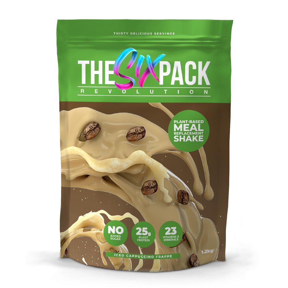The Six Pack Revolution Vegan Shake  Iced Cappuccino Frappe  1.2kg, 30 SERVINGS  25g Protein  No Sugar  Gluten Free  Smooth Energy-Boosting Meal for Vegan Muscle Support & Recovery
