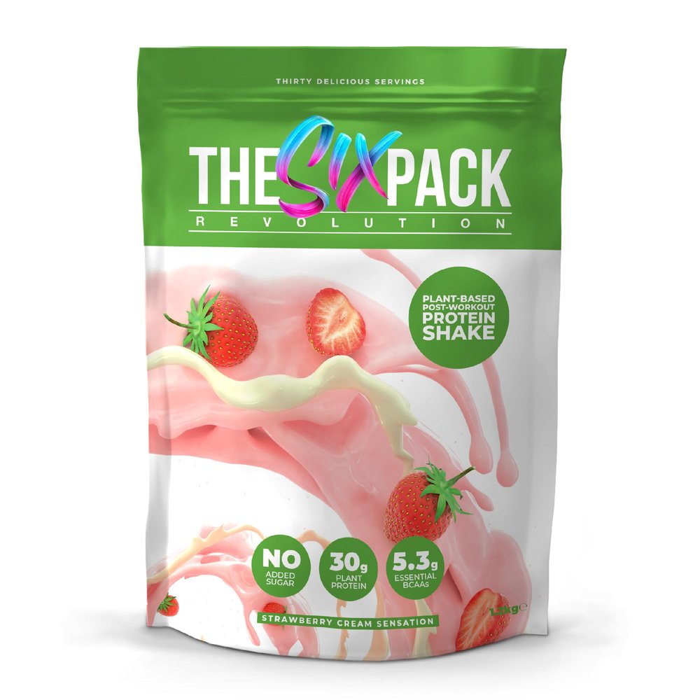 The Six Pack Revolution Vegan Post Workout Shake  Strawberry Cream  1.2kg, 30 Servings  25g Protein  No Sugar  Gluten Free  Plant-Based Recovery for Lean Strength, Tone & Energy