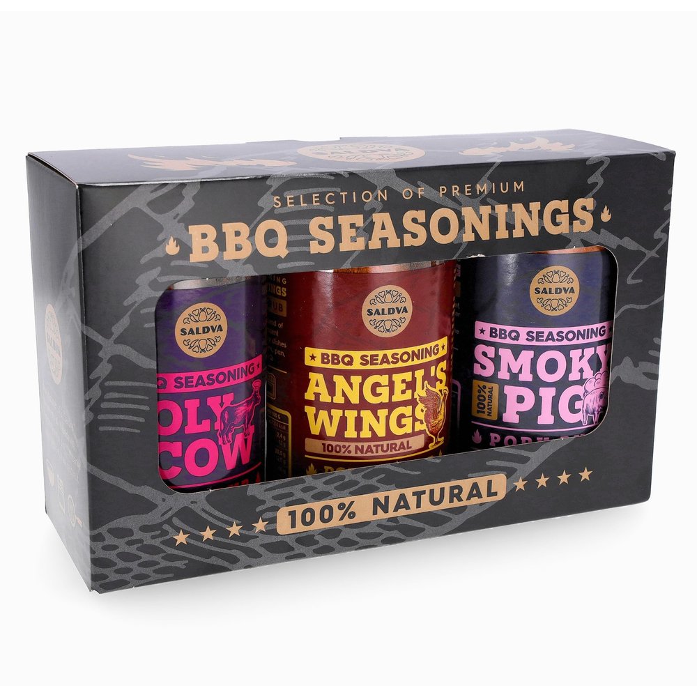 Classic Selection of Premium BBQ Seasonings - Holy Cow, Angels Wings, Smoky Pig BBQ Rubs | Pack of 3 | 100% Natural | Great Foodie Gift