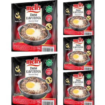 Melis Gourmet Kavurma Meat Roasted Beef Meat 200 Gram x 5 Packs - pufai