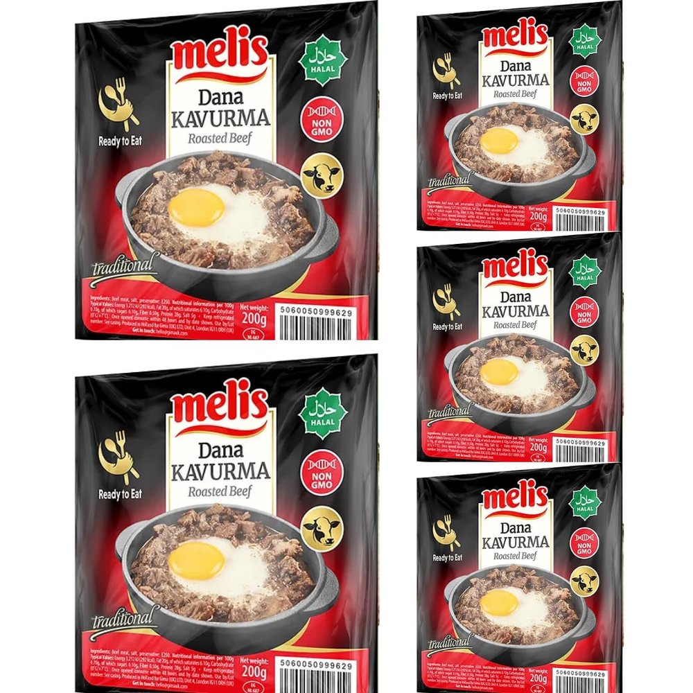 Melis Gourmet Kavurma Meat Roasted Beef Meat 200 Gram x 5 Packs - pufai