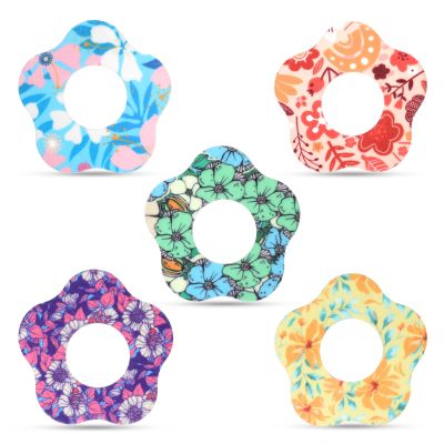 25pcs Sensor Covers for Libre 1/2, Waterproof Adhesive Patches Summer Flowers Glucose Blood Sugar Monitor Patch Sweatproof CGM Sensor Stickers Protection(5 Styles)