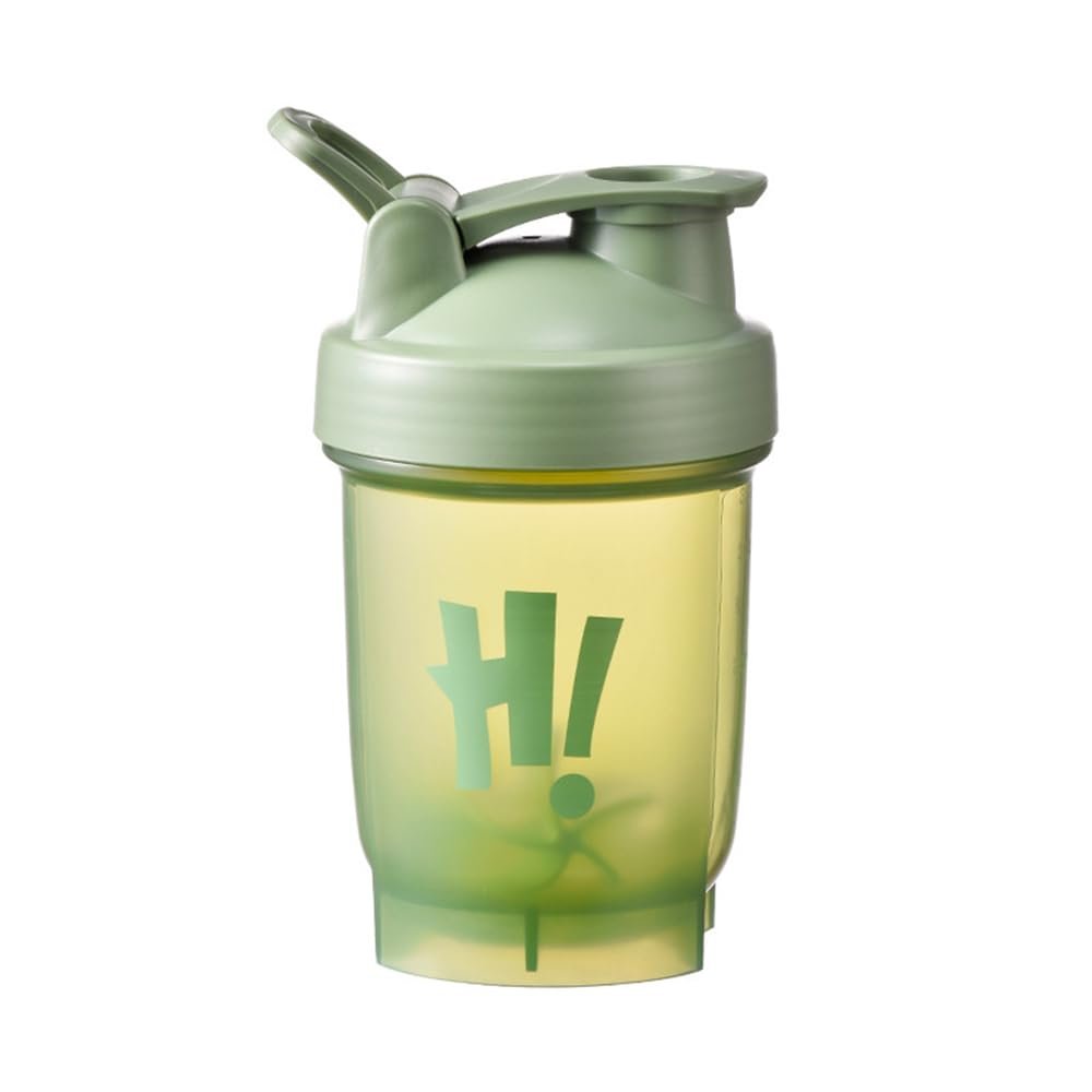Vllcsla Protein Shaker Bottle Small 350ml BPA Free Leak-proof with Mixing Ball and Measurements, Odourless Mini Water Bottle for Protein Shake, Convenient Carry Handle, Dishwasher Safe (Green)
