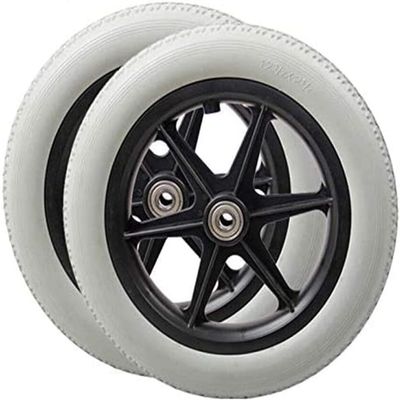 12 Inch Wheelchair Rear Wheels 2pcs, Solid Tyre For Wheelchair Rubber Wheel For Wheelchair Scooter Cart Walker Rollator Wheelbarrow Castor Roller Replacement(Color:grey)