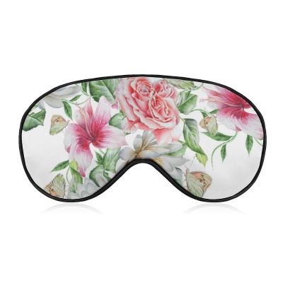 Sleeping Eye Mask Flowers and Butterflies Blockout Sleep Mask Comfortable Eye Patch Blindfold Eye Mask for Women Men