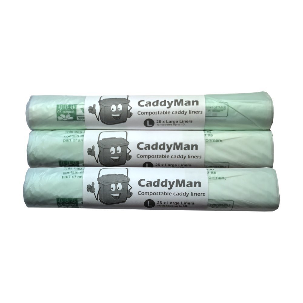 Caddy Liners Direct CaddyMan 10 Litre (10L) x 78 Bags (3 roll pack) - Compostable and Biodegradable Kitchen Food Waste Bio/Compost Caddy Bin Liners - Certified EN13432, CM10LX78