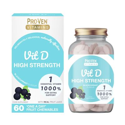 Proven Vitamin D - High Strength 2000 IU Blackcurrant Flavoured Chewable VIT D3 Tablets - Essential for Everyday Health - High Potency Great Taste