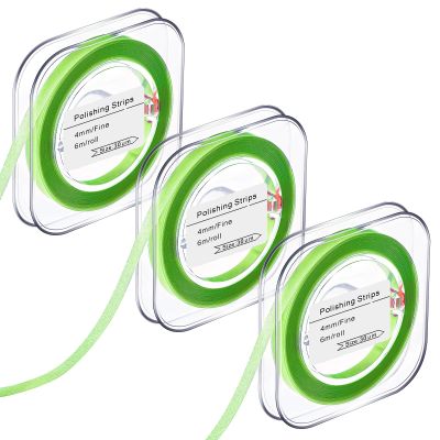 Amylove Dental Polishing Strips Tooth File 3 Rolls 4mm x 6m Dental Polisher for Teeth Sanding Grinding Deep Teeth Cleaning Tool Tooth Polish Abrasive Strip Oral Care (Medium,Green)