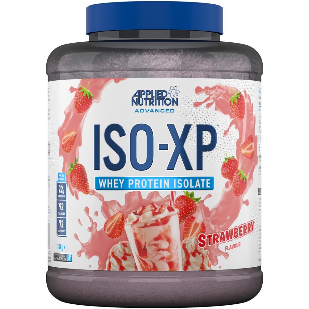 Applied Nutrition ISO-XP Whey Protein Isolate  Over 21g Protein, Low Carb, Low Fat, BCAA-Rich, Fast Absorption, Soy-Free, Halal-Certified (1.8kg - 72 Servings) (Strawberry)