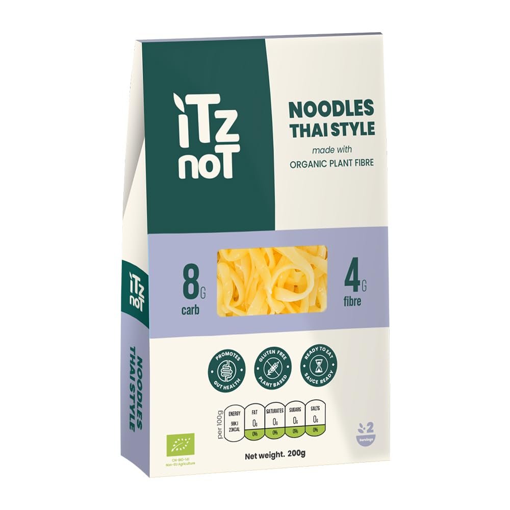 iTz noT jusT Thai Style (Pack of 1, 200g) Ready Cooked, Shirataki, Moyu, Konjac Plant Fibre Pasta, Low Carb, & No Added Preservatives, Healthy, Gluten Free, Gut Health. 100% Natural