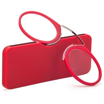 AQUASHIELDING Armless Reading Glasses, Light Classic Pin Nose Reading Glass Magnifier Retro Portable Comfortable Reading Glass Hyperopia for Men Women,+150,Red