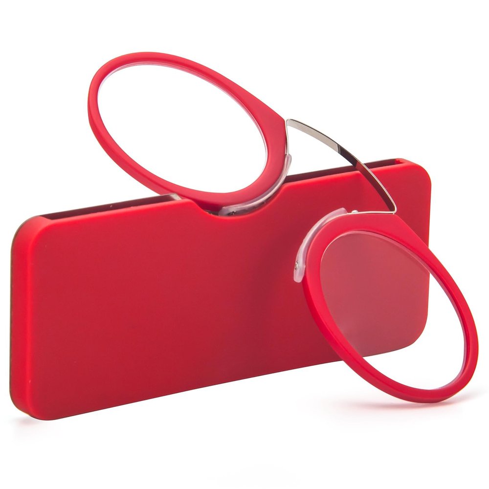 AQUASHIELDING Armless Reading Glasses, Light Classic Pin Nose Reading Glass Magnifier Retro Portable Comfortable Reading Glass Hyperopia for Men Women,+150,Red