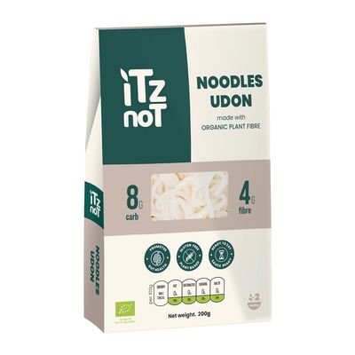 iTz noT jusT Udon (Pack of 1, 200g) Ready Cooked, Shirataki, Moyu, Konjac Plant Fibre Pasta, Low Carb, & No Added Preservatives, Healthy, Gluten Free, Gut Health. 100% Natural