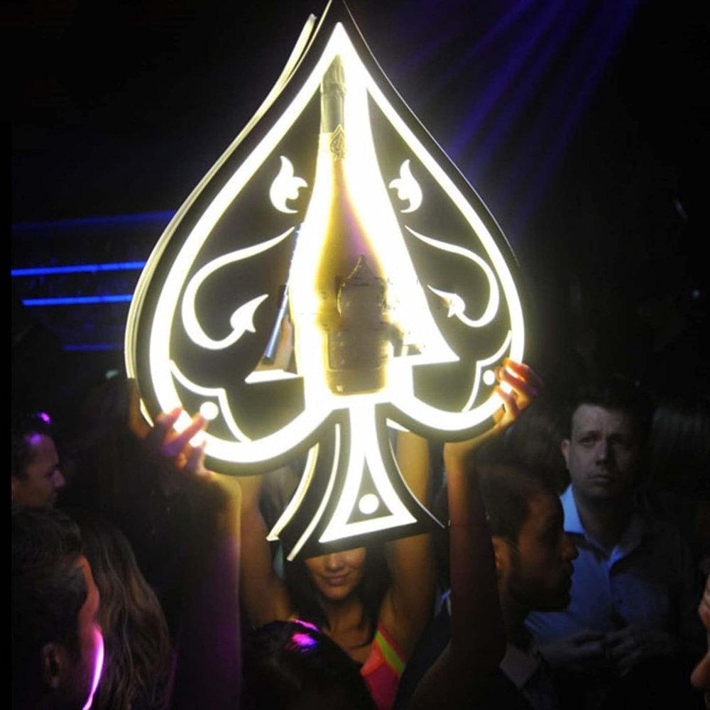 7-Color Liquor Bottle Display Shelf, Glowing Wine Bottle Display, LED Ace of Spade Champagne Bottle Presenter for Commercial Home Bar Party Nightclub.