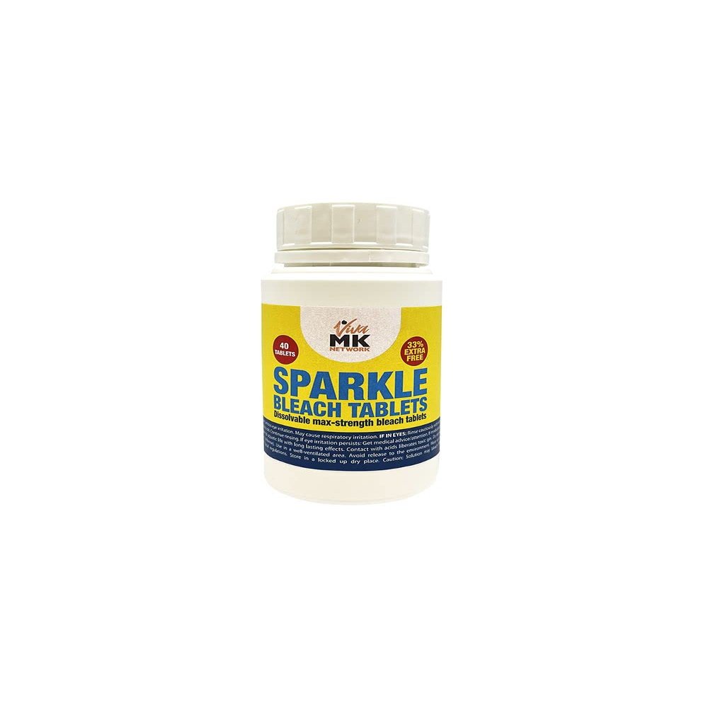 2 X Sparkle Bleach Toilet Tablets- clean and disinfect in one operation for work surfaces, floors, walls, bins, toilets, baths etc- 33% Extra Free - 80 Tablets in total