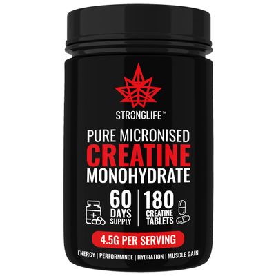 Creatine Monohydrate Powder by Stronglife - 250 Grams, 50 Servings at 5 Grams, Micronised, Pure 200 Mesh, Unflavoured - Enhances Muscle Performance Power & Recovery (Tablets)