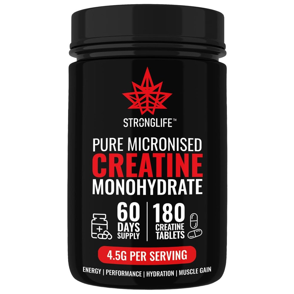 Creatine Monohydrate Powder by Stronglife - 250 Grams, 50 Servings at 5 Grams, Micronised, Pure 200 Mesh, Unflavoured - Enhances Muscle Performance Power & Recovery (Tablets)
