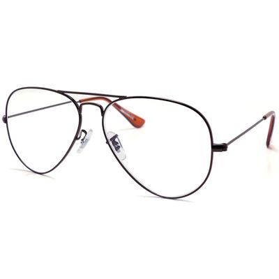 TWINKLE TWINKLE Big Lens Reading Glasses 80s Police Pilot Classic Stylish Large Lens Double Bridge Metal R3025(1 Pair Brown +1.50 Magnification)
