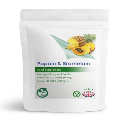 Papain and Bromelain (Vegan) Protein Digesting Proteolytic Enzymes Complex (Pack of 30)