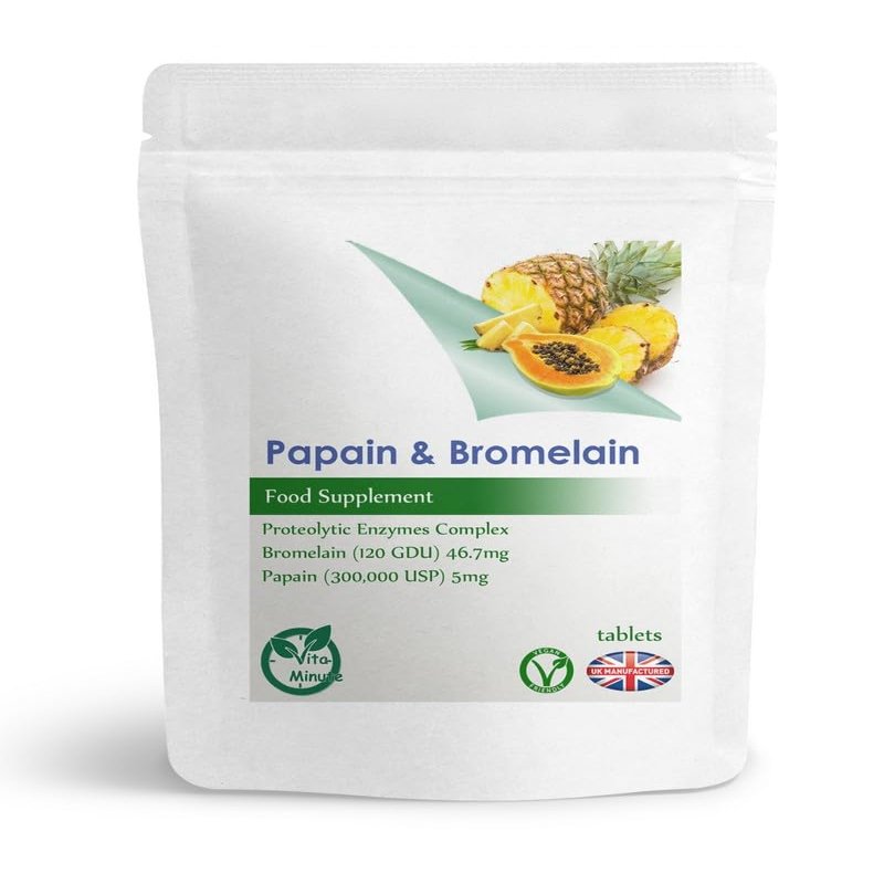 Papain and Bromelain (Vegan) Protein Digesting Proteolytic Enzymes Complex (Pack of 30)