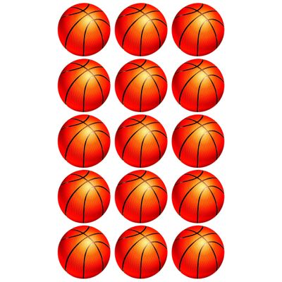 15 x Basketball BALL Edible Wafer or Icing Cupcake Topper Fun Sports Party Cake Decorations Perfect For Brownies Cookies Muffins & More! (Premium Icing Sheet)