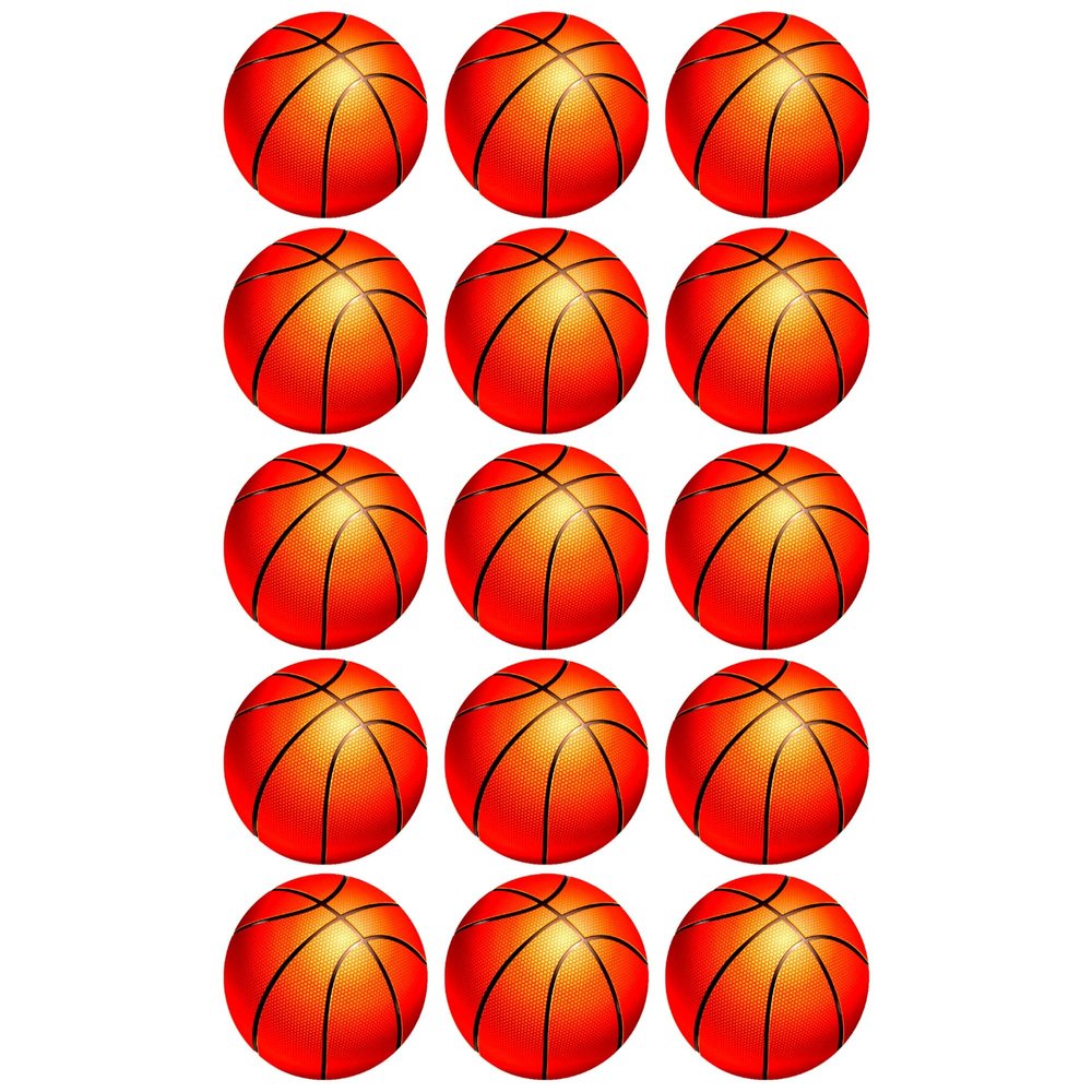 15 x Basketball BALL Edible Wafer or Icing Cupcake Topper Fun Sports Party Cake Decorations Perfect For Brownies Cookies Muffins & More! (Premium Icing Sheet)
