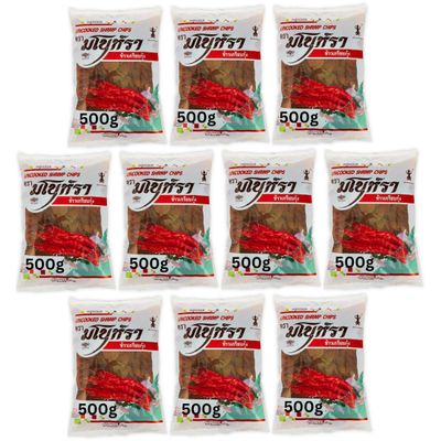 Thai Uncooked Prawn Crackers 500g-10kg, Delicious Shrimp Chips in 10 seconds Fry (10x500g)