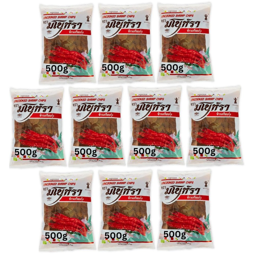 Thai Uncooked Prawn Crackers 500g-10kg, Delicious Shrimp Chips in 10 seconds Fry (10x500g)