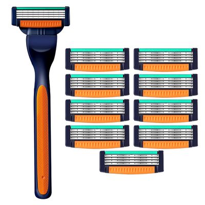 dijiusidy Shaving Razors for Men Manual Shaver Stainless Steel Four-Layer Beard Remover Set Non-Slip Handle Blades Replacement Refills