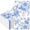100 Pcs Floral Guest Napkins Disposable Blue Flower Paper Napkins Chinoiserie Flower Dinner Hand Towels for Bathroom Party Supplies Table Decorations view 1