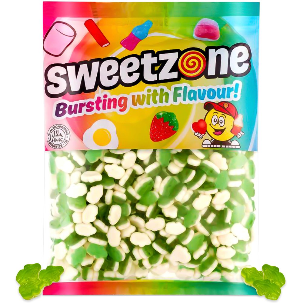 Mini Frogs Sweet Zone Halal Sweets Tub, 1kg. Tubs of Sweets, Jelly Sweets, Wine Gums, Old Fashioned Sweets, Sweets Bulk, Halloween Candy, Sweet Tub Delight for All