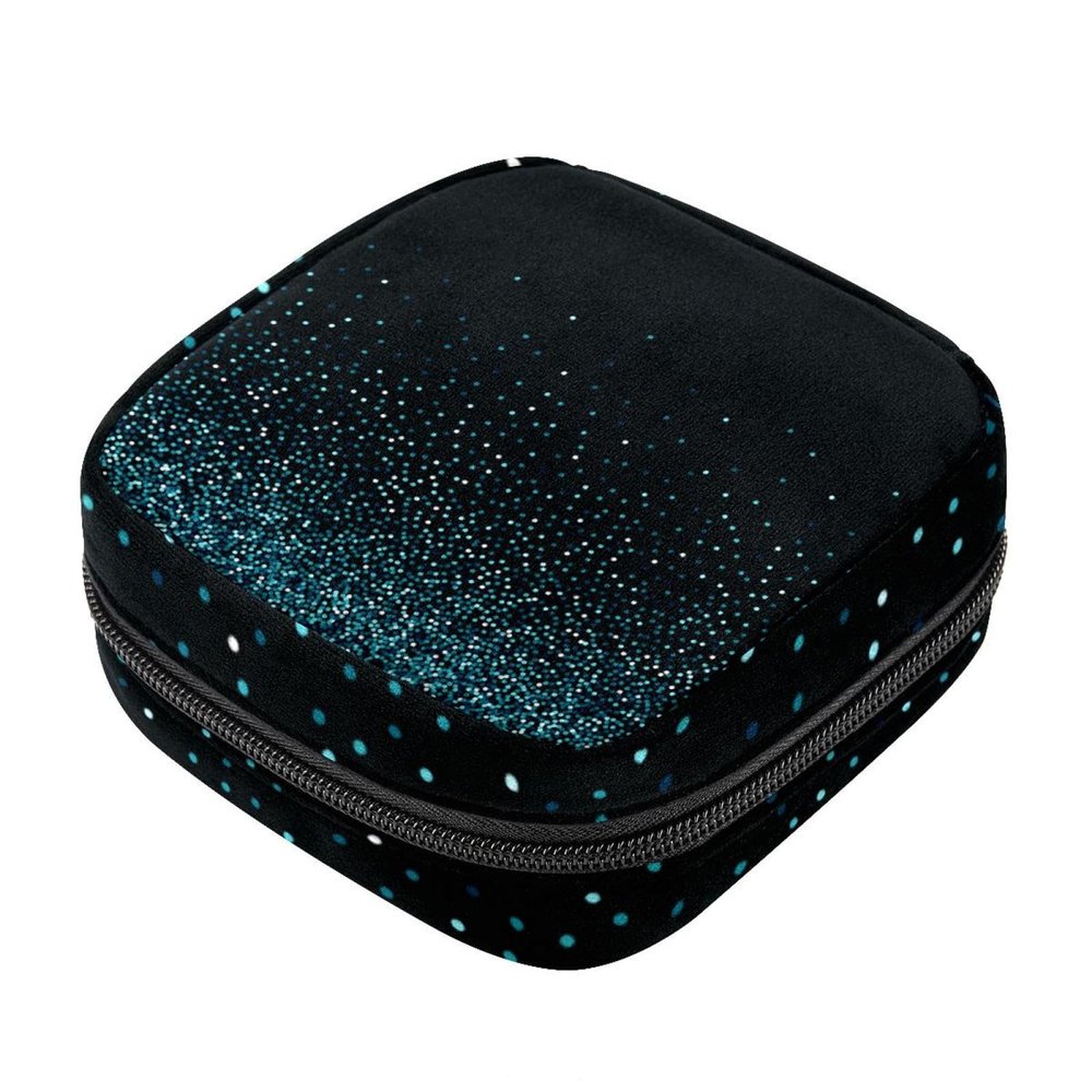 Abstract Glitters Black First Period Kit for Girls, Tampon Pantyliners Menstrual Purse, Nursing Pad Holder with Zipper, Sanitary Collect Napkin Bag Organizer