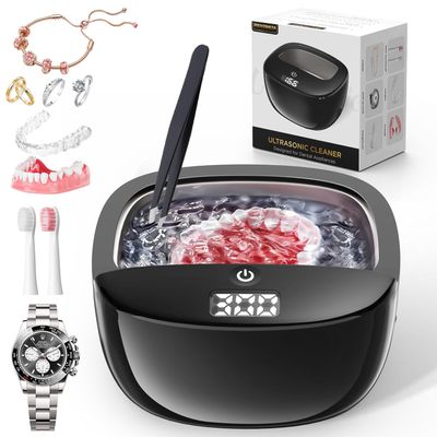 Wireless Ultrasonic Cleaner for Dentures,Retainer,Aligner,Mouthguard, Whitening Trays and Jewelry, 42kHz Ultrasonic Retainer Cleaner Machine, 130ML Rechargeable Portable Retainer at-Home or Travel Use