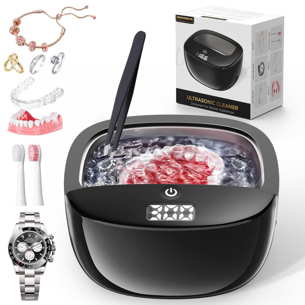 Wireless Ultrasonic Cleaner for Dentures,Retainer,Aligner,Mouthguard, Whitening Trays and Jewelry, 42kHz Ultrasonic Retainer Cleaner Machine, 130ML Rechargeable Portable Retainer at-Home or Travel Use