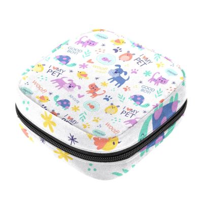 Animal Pet First Period Kit for Girls, Tampon Pantyliners Menstrual Purse, Nursing Pad Holder with Zipper, Sanitary Collect Napkin Bag Organizer